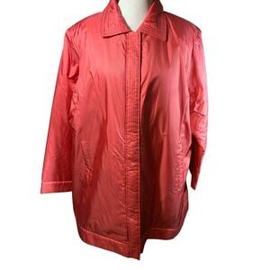 NWT Dennis Basso 100% Silk Jacket Full Zip Salmon Pink Orange Womens 1X QVC